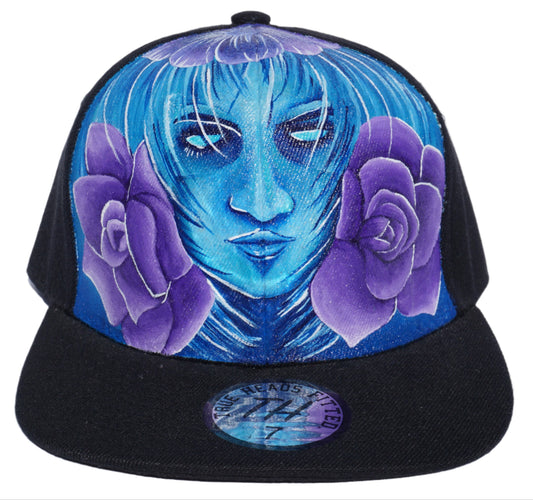 Rostro de mujer futurista y rosas